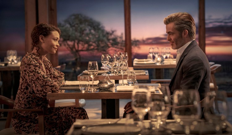 Thandiwe Newton, left, and Chris Pine in "All the Old Knives." MUST CREDIT: Stefania Rosini/Amazon Studios
