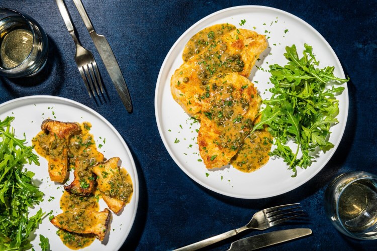 Chicken or Mushroom Piccata. MUST CREDIT: Photo by Rey Lopez for The Washington Post.