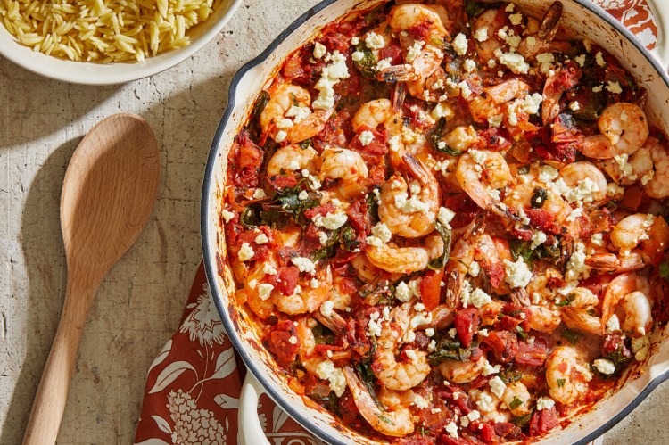 This shrimp and feta skillet is fast, nourishing and flavorful. 