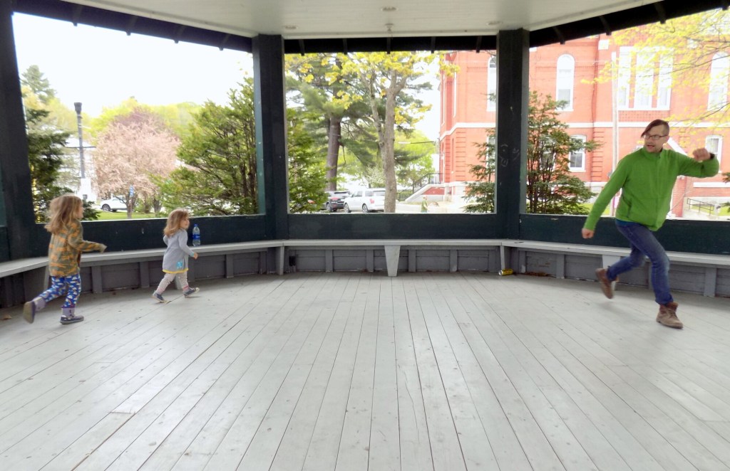 Game playing in Farmington gazebo