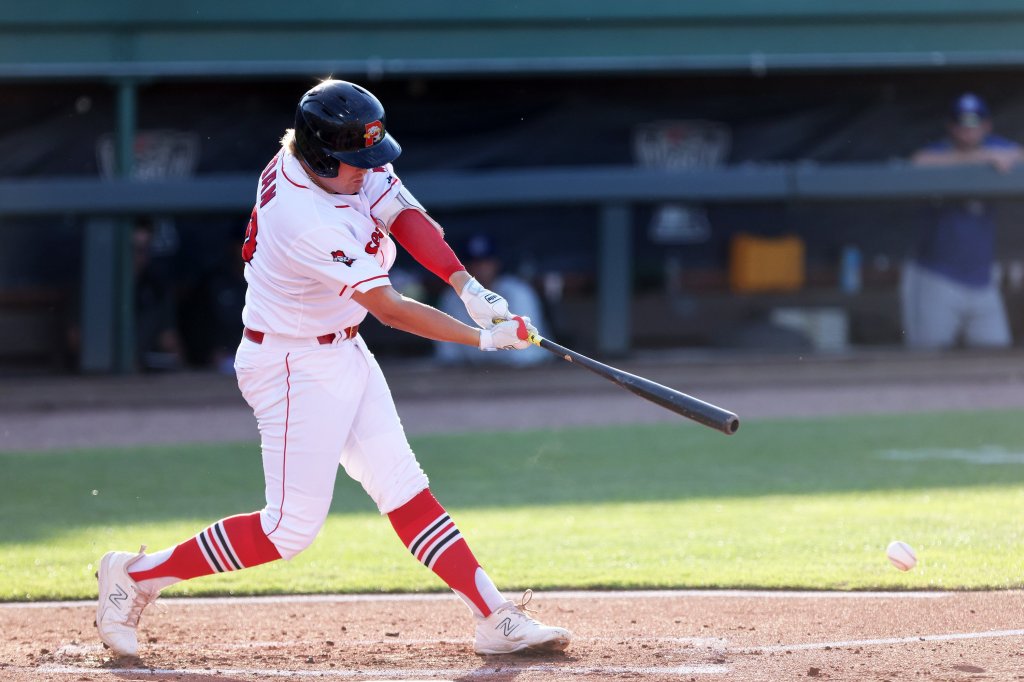 First look at Blaze Jordan hitting HR in Red Sox uniform