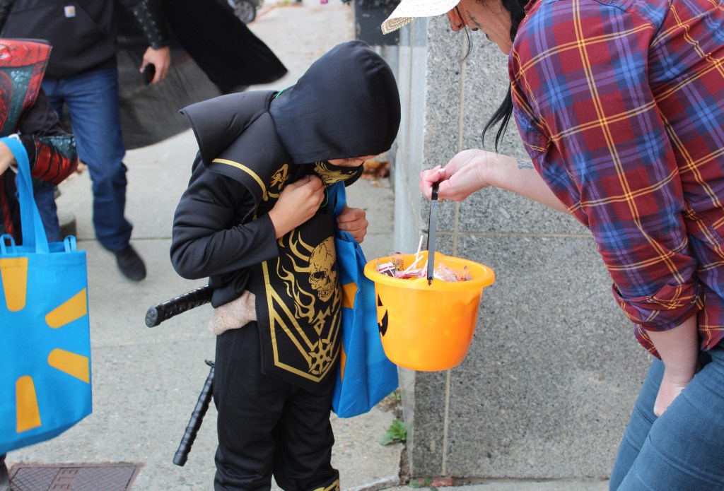 Ninja goes trickortreating in Farmington