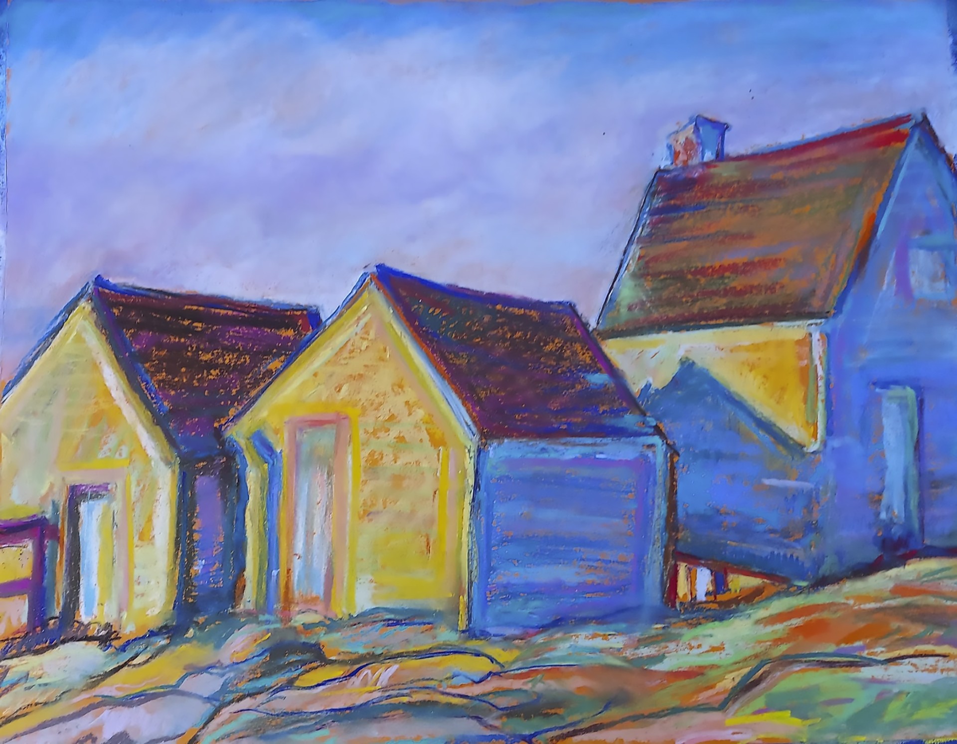 Union Of Maine Visual Artists To Host Holiday Pop Up Show And Sale   Thumbnail TracyGinn Willard Fish Shacks Oil Pastel 16 X 20 