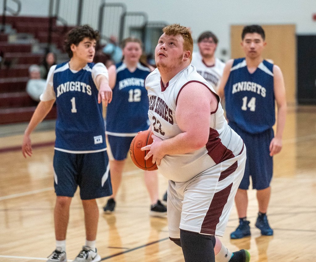 Photos: Edward Little hosts Poland in Unified basketball