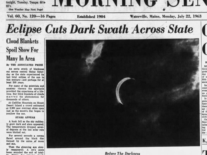From the archives: The 1963 eclipse brought wonder, disappointment to central Maine
