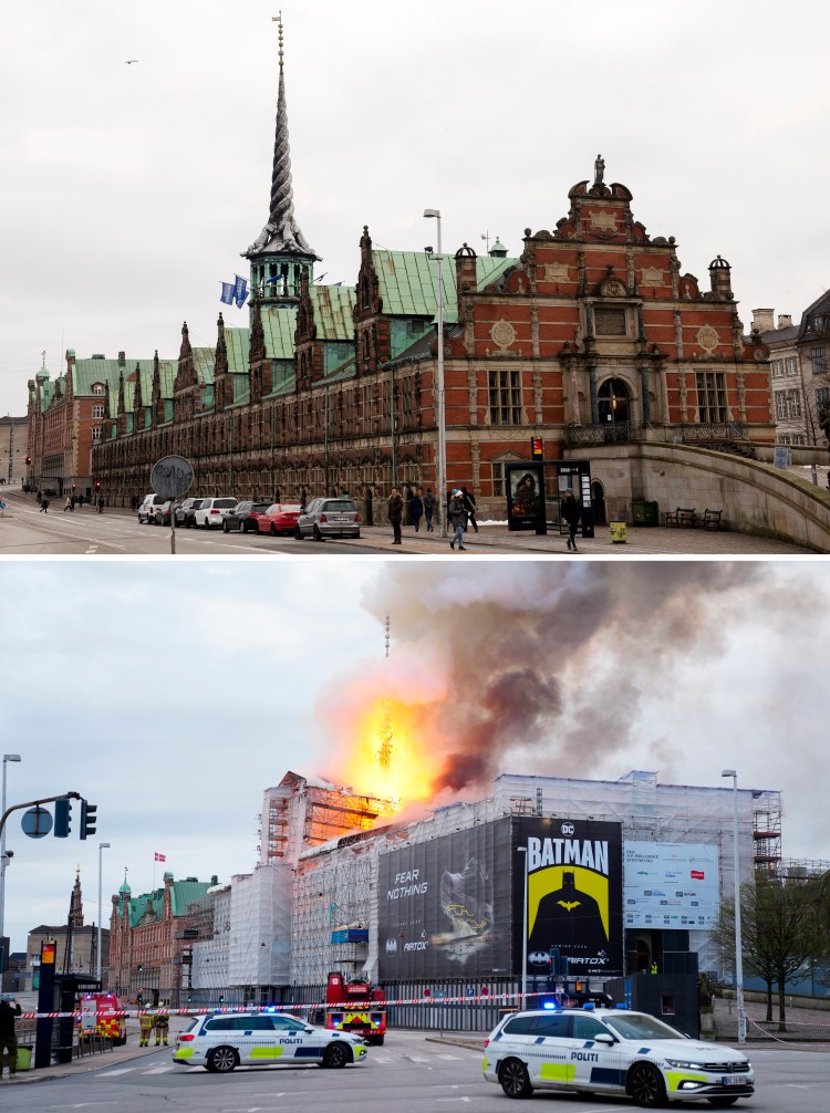 Fire destroys Copenhagen’s Old Stock Exchange dating to 1600s