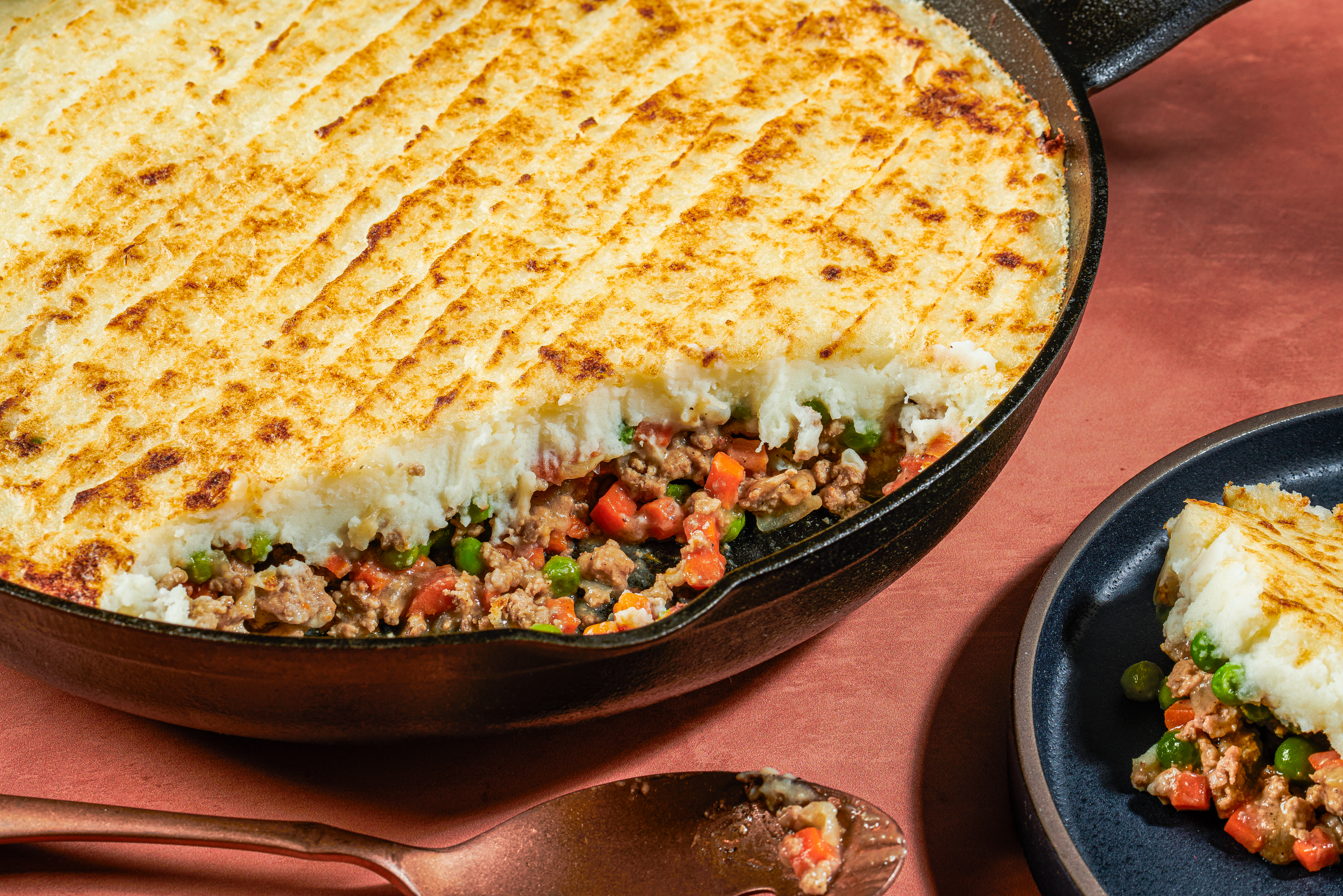 Cottage pie with turkey and peas offers comfort in any season