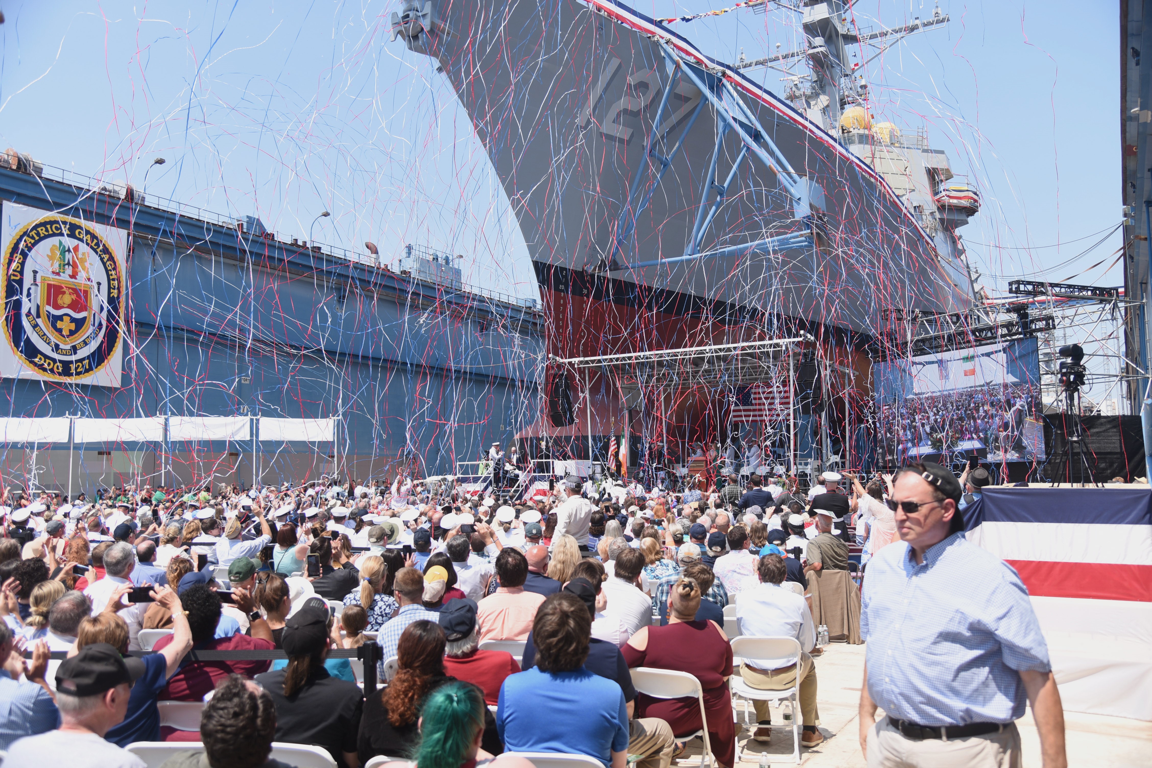 Family of fallen Marine helps christen USS Patrick Gallagher at Bath Iron  Works