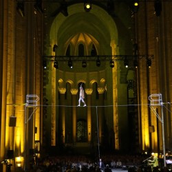 APTOPIX NY Philippe Petit "Towering" High-Wire Performance and Concert