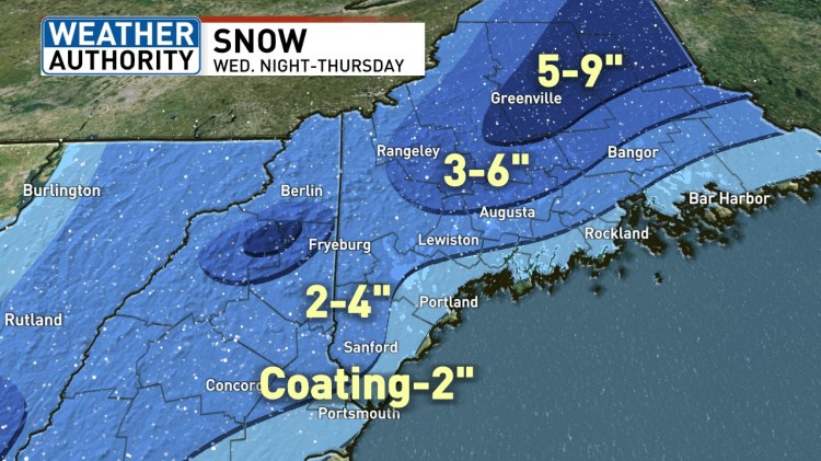 Snow totals for Maine