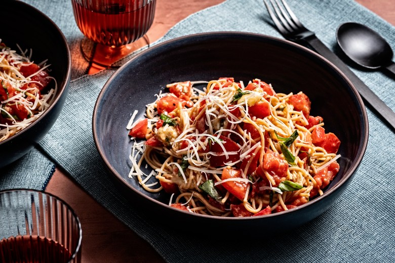 Ripe tomatoes and brie meld into this luscious, no-cook pasta sauce