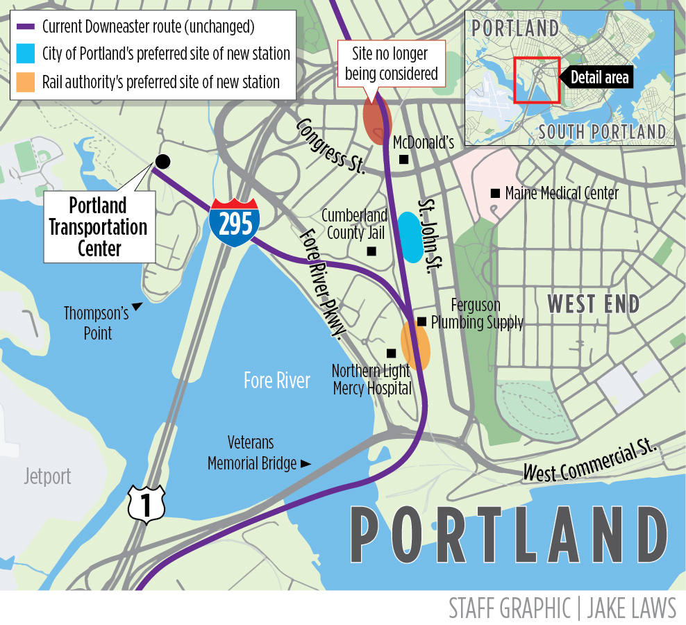 Portland Train Terminal Portland, rail authority, MaineHealth at odds over potential new Amtrak ...